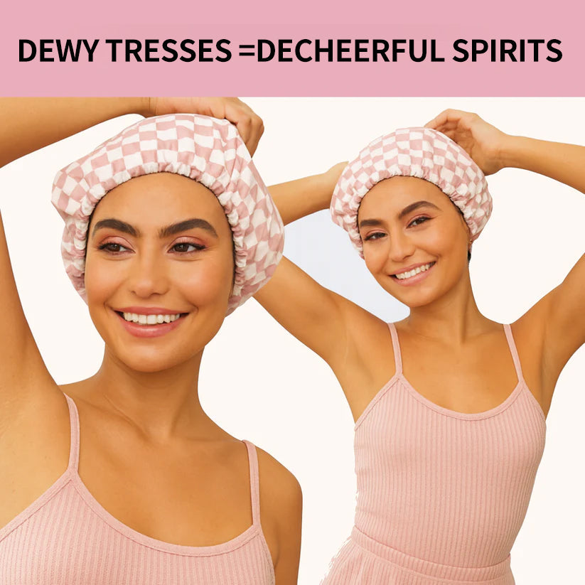 The Pink Checkered Shower Cap