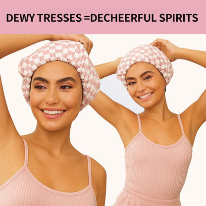 The Pink Checkered Shower Cap