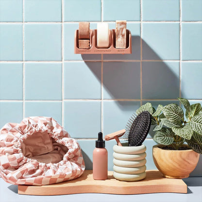 The Pink Checkered Shower Cap