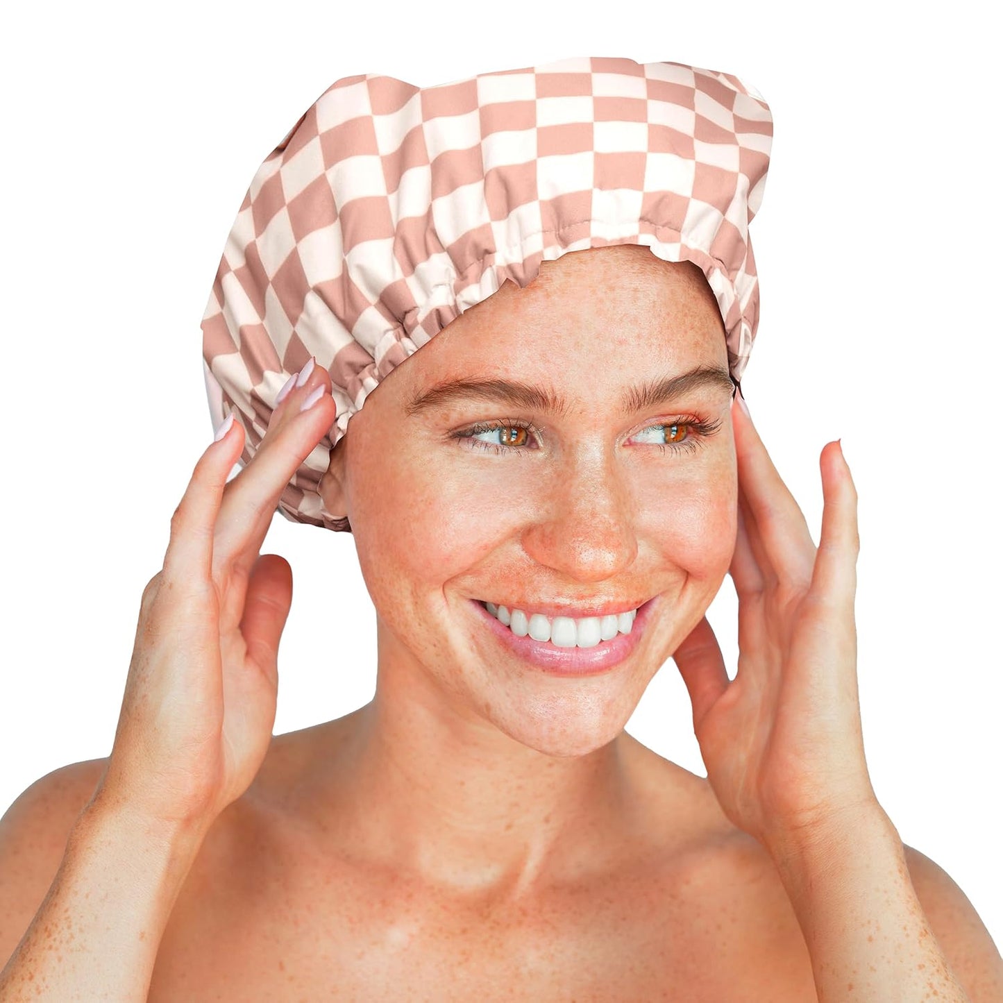 The Pink Checkered Shower Cap