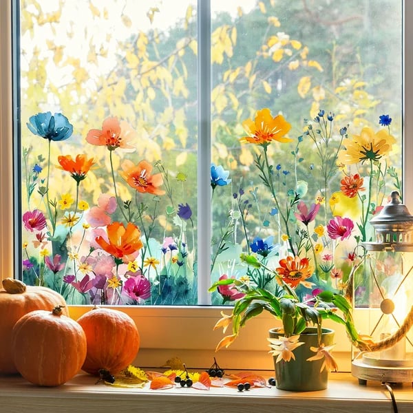 Colorful Floral Window Sticker 